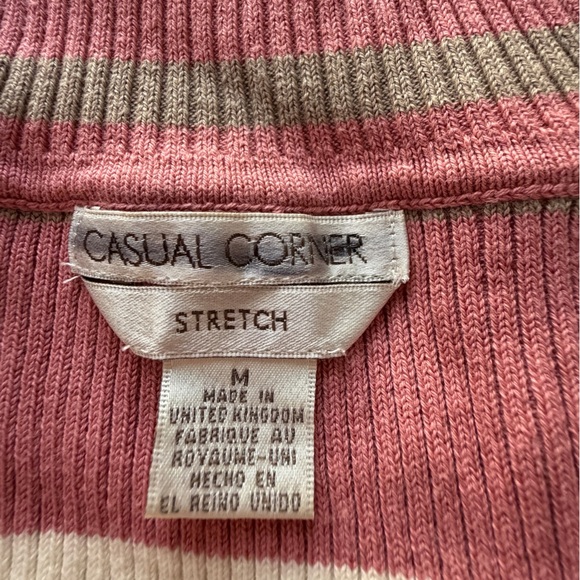 Casual Corner Striped Ribbed Turtleneck Sweater - Picture 3 of 4